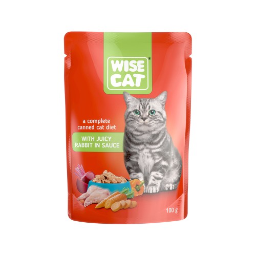 Wise Cat Υγρή Τροφή Κουνέλι σε Σάλτσα 100g