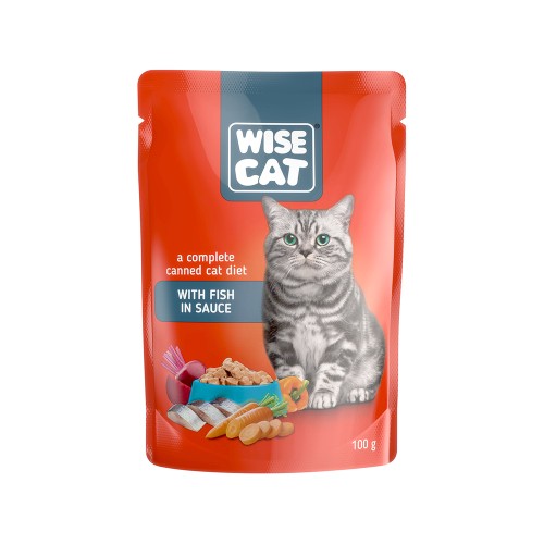 Wise Cat Υγρή Τροφή Ψάρι σε Σάλτσα 100g