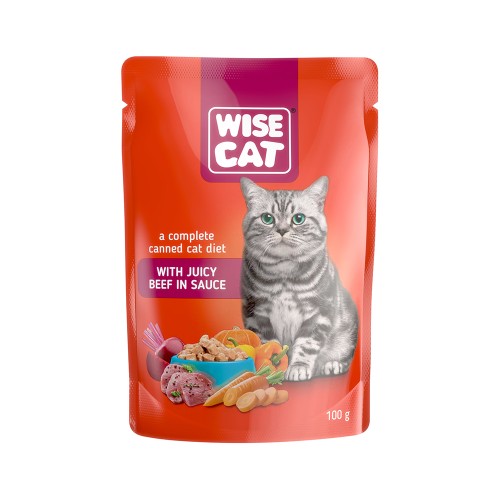 Wise Cat Υγρή Τροφή Βοδινό σε Σάλτσα 100g