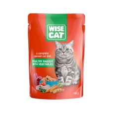 Wise Cat Υγρή Τροφή Ραγού Πουλερικών με Λαχανικά 100g