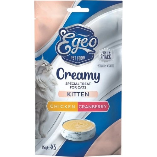 Egeo Creamy Kitten Κοτόπουλο με Craberry 5x15gr