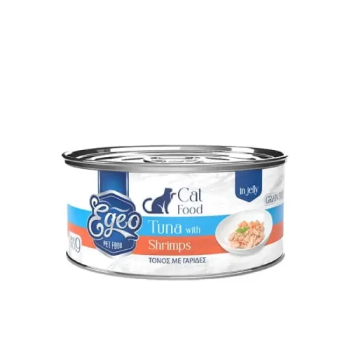 Υγρή Τροφή Γάτας Egeo Cat Adult Τόνος με Γαρίδες σε Ζελέ 85gr