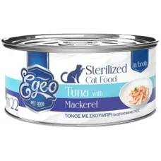 Υγρή Τροφή Γάτας Egeo Cat Sterilised Τόνος με Σκουμπρί σε Ζωμό 70gr