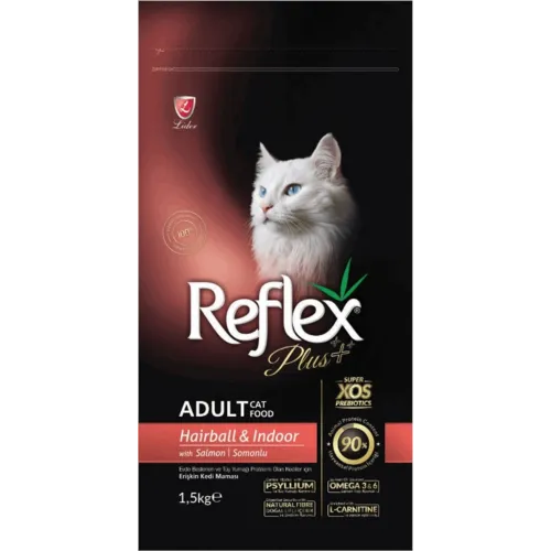 Reflex Plus Adult Cat Hairball and Indoor Ξηρά Τροφή για Γάτες Σπιτιού με Σολομό