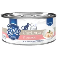 Υγρή Τροφή Γάτας Egeo Cat Adult Κοτόπουλο με Προσούτο σε Ζωμό 70gr