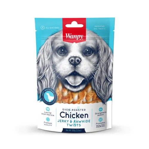 Wanpy Chicken Jerky and Rawhide Twists Λιχουδιές Σκύλου με Κοτόπουλo
