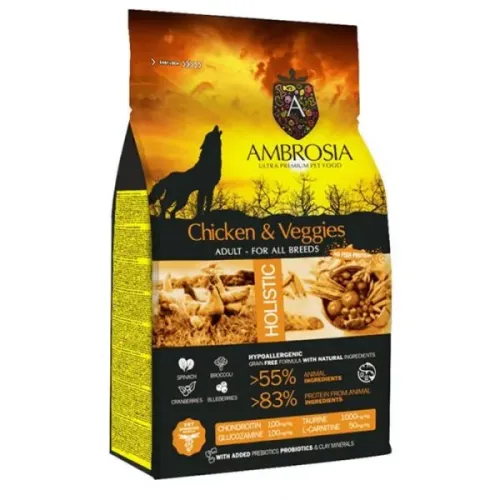 Ambrosia Adult Chicken & Veggies 12kg Ξηρά Τροφή χωρίς Σιτηρά