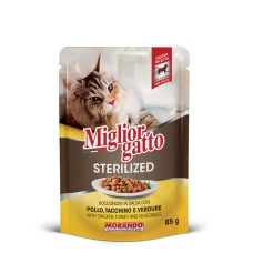 MORANDO Miglior Gatto Sterilised Κοτόπουλο, Γαλοπούλα & Λαχανικά 85gr