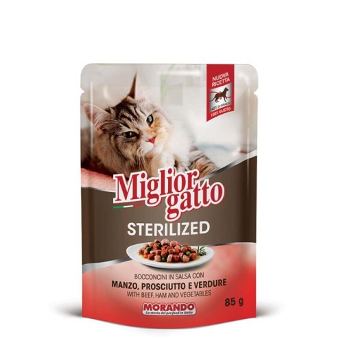 MORANDO Miglior Gatto Sterilised Βοδινό, Προσούτο & Λαχανικά 85gr