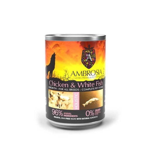 Ambrosia Υγρή Τροφή για Κουτάβια σε Κονσέρβα με Κοτόπουλο χωρίς Σιτηρά 400gr