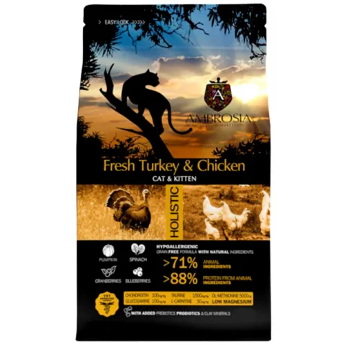 Ambrosia Grain Free Cat and Kitten Fresh Turkey & Chicken 1,5kg