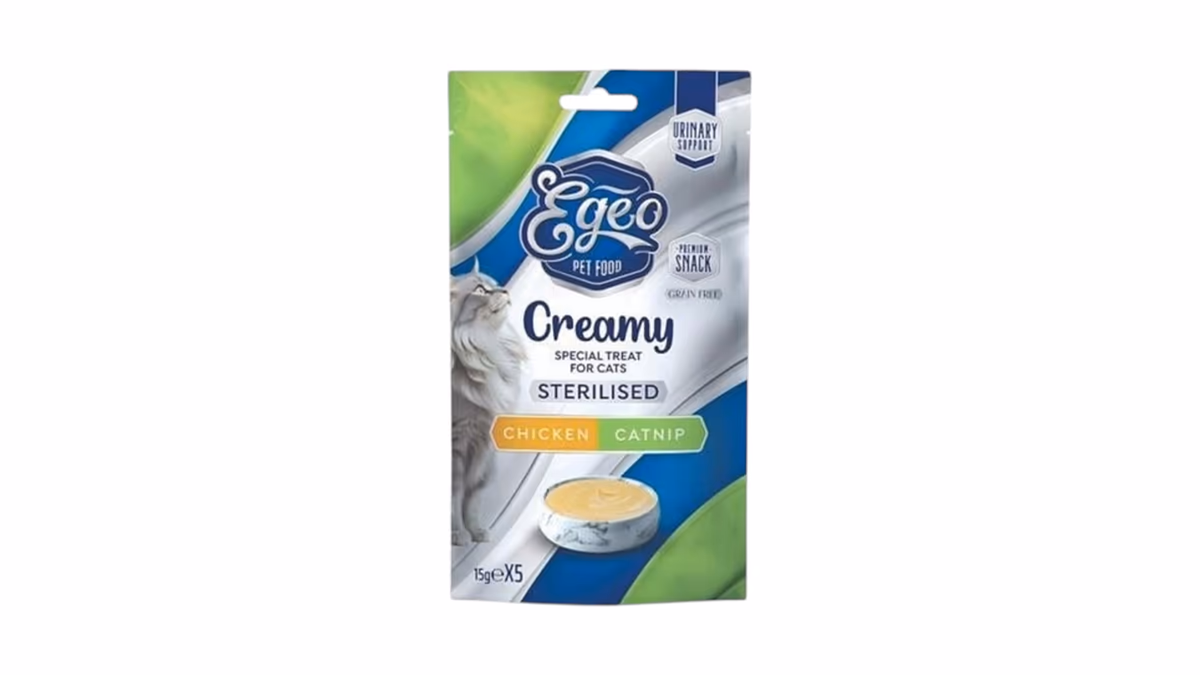 Egeo Cat Creamy Sterilized Chicken Catnip & Cranberry 5pcs x 15g